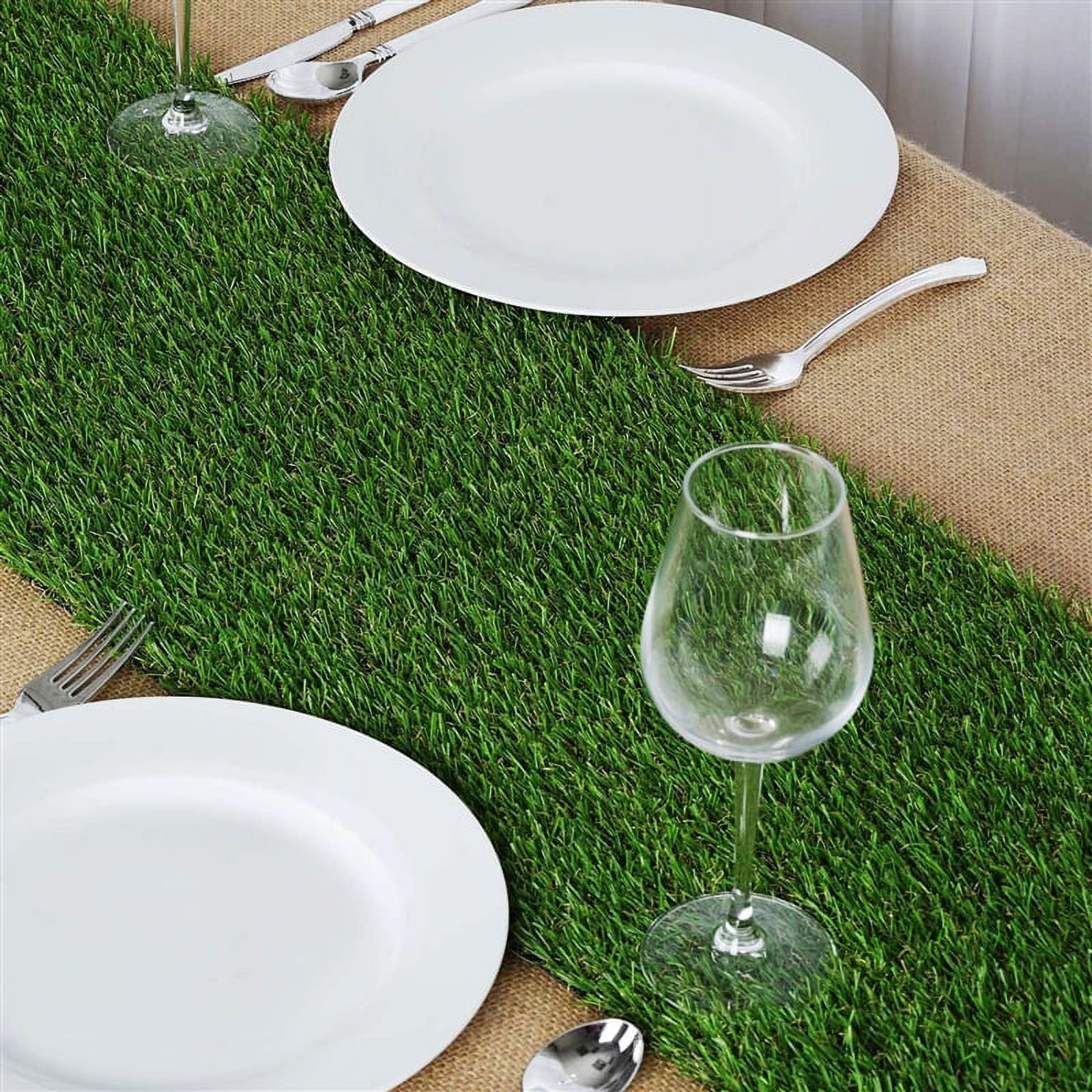  Hooqict Artificial Grass Table Runner 12 x 72 Inch Reusable  Fake Grass Table Runner Green Faux Grass Table Decorations for Wedding  Birthday Party Baby Shower Banquet Spring Summer Tabletop Decor 