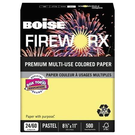 165 Ounce Paper - Boise FIREWORX Colored Paper, 24lb, 8-1/2 x 11, Crackling Canary, 500 Sheets/Ream -CASMP2241CY