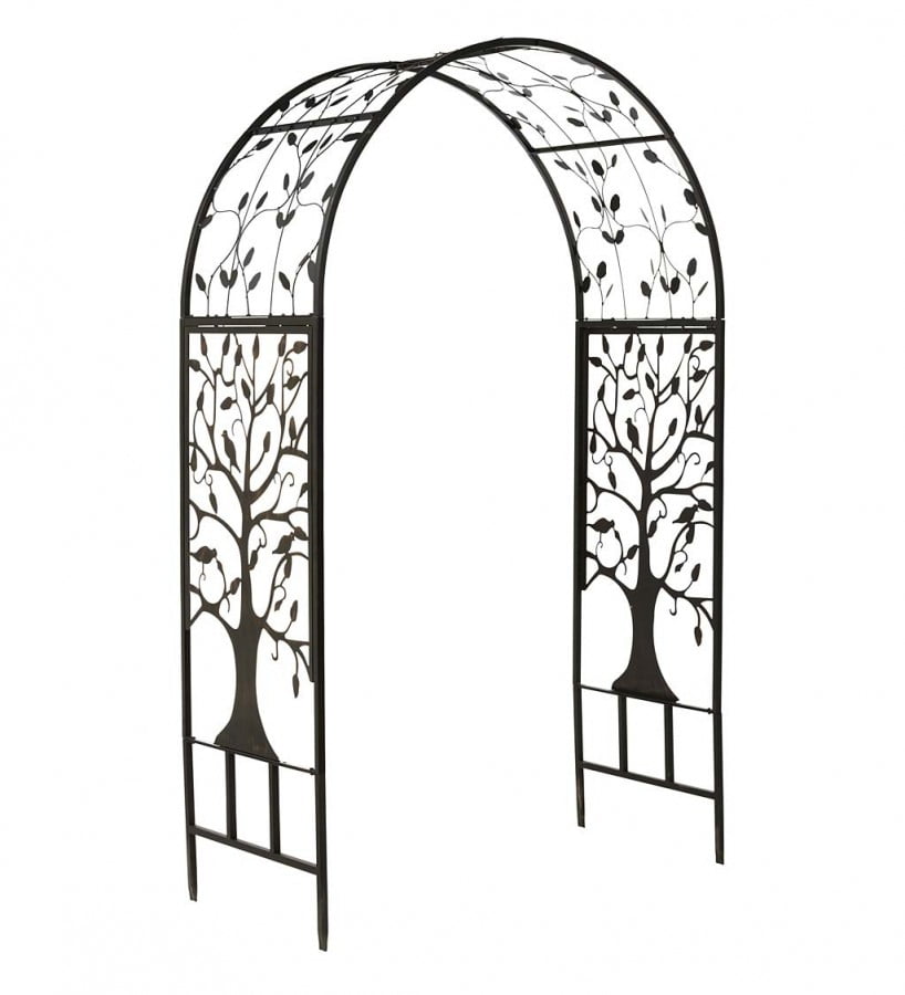 Metal Arched Garden Arbor With Tree Of, Metal Arched Garden Arbor With Tree Of Life Design
