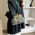 thumbnail image 4 of FENOHREFE Elegant Retro Flower Embroidery Handbag Shoulder Purse Evening Bag with Pearls Chain Decors Crossbody Bag for Women, 4 of 8