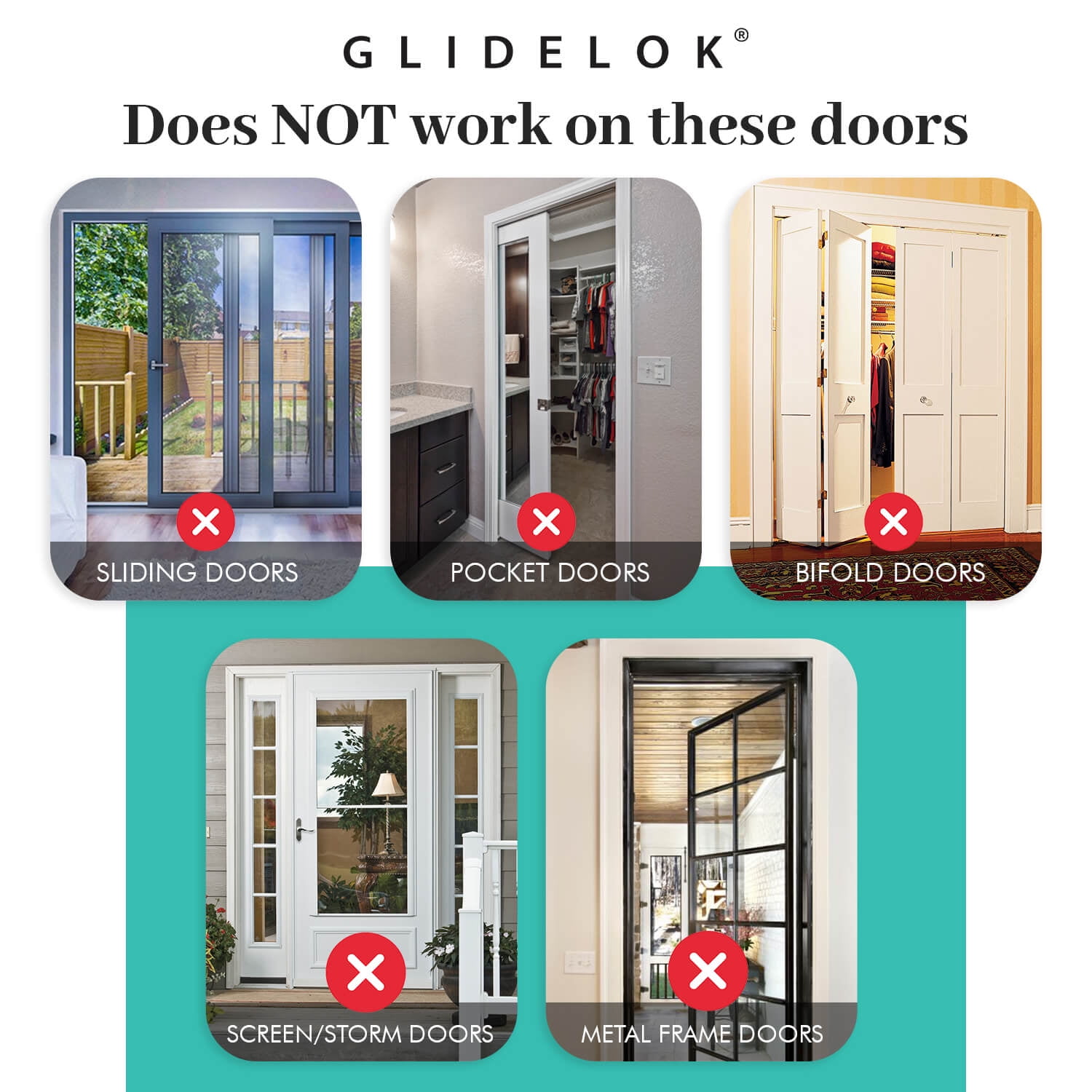 3 Pack – GlideLok Child Safety Door Top Lock | Access Lock from Either Side of The Door | for Interior & Exterior Doors | Metal Child Proof Door Lock (Not Plastic Like Others)
