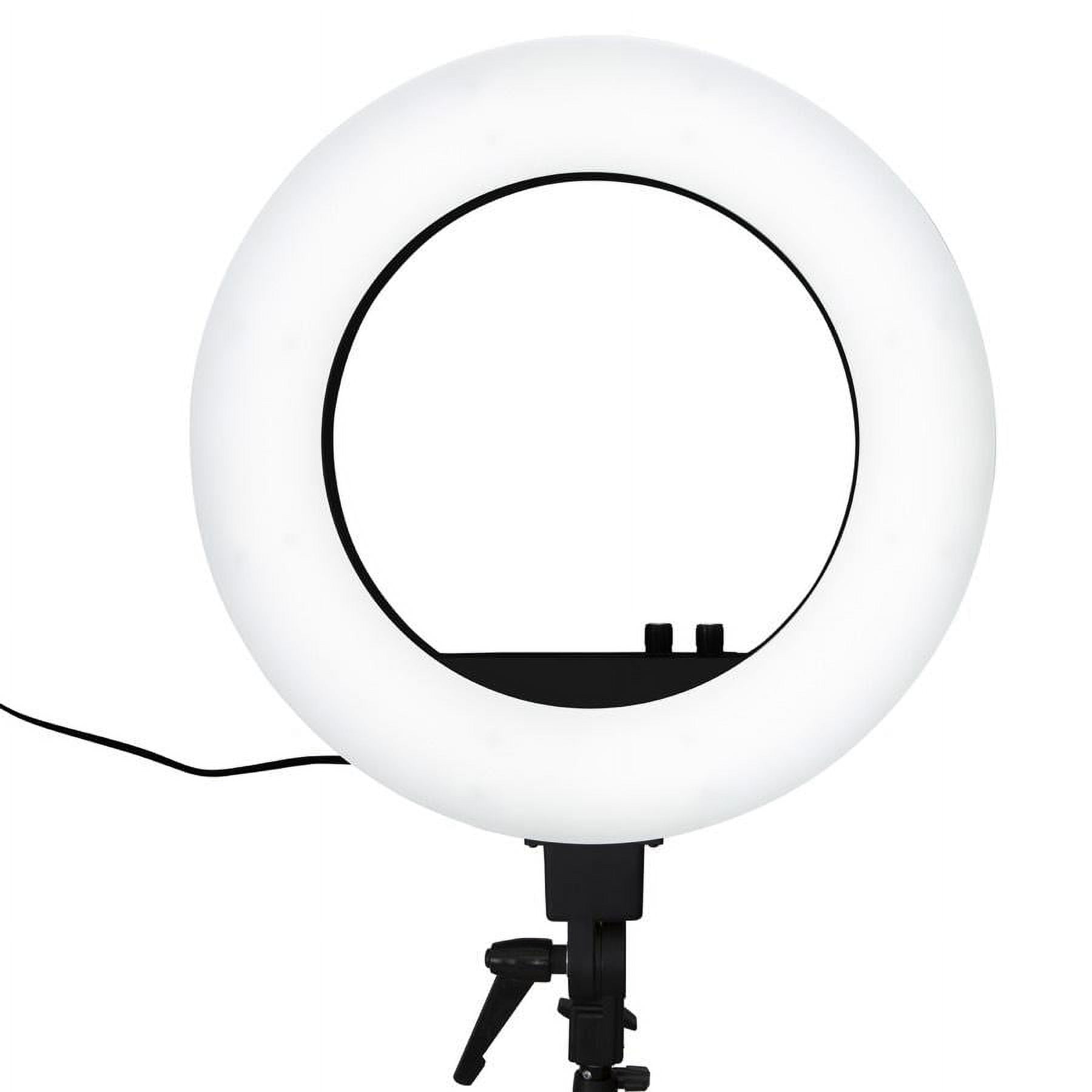 Impressions Vanity 18 Inch DuoTone LED Vanity Studio Ring Light with Stand, Accessories (Black)