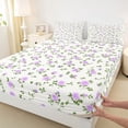 thumbnail image 3 of Homewish Purple Rose Floral Full Size Sheets, Western French Style Bed Sheets, Teens Kids Girls Sheet Sets, Ultra Soft Bedroom Decor, 4-Piece, 3 of 7