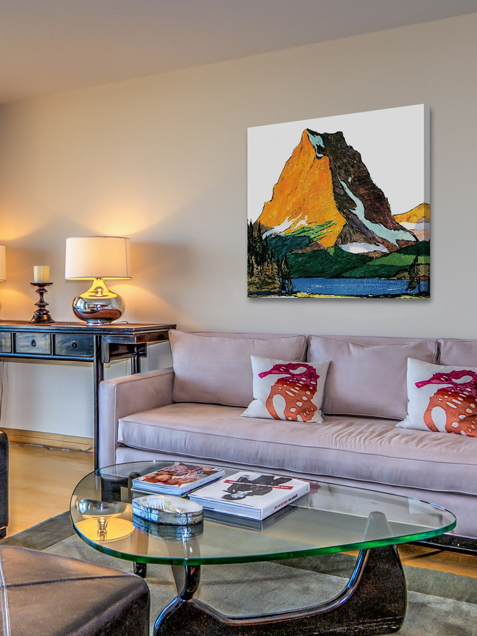 "Sun Mountain" Painting Print on Wrapped Canvas
