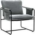 thumbnail image 1 of HOMCOM Fauteuil d'Appoint Moderne, Fauteuil en Chenille avec Poches Latérales, Gris, 1 of 10