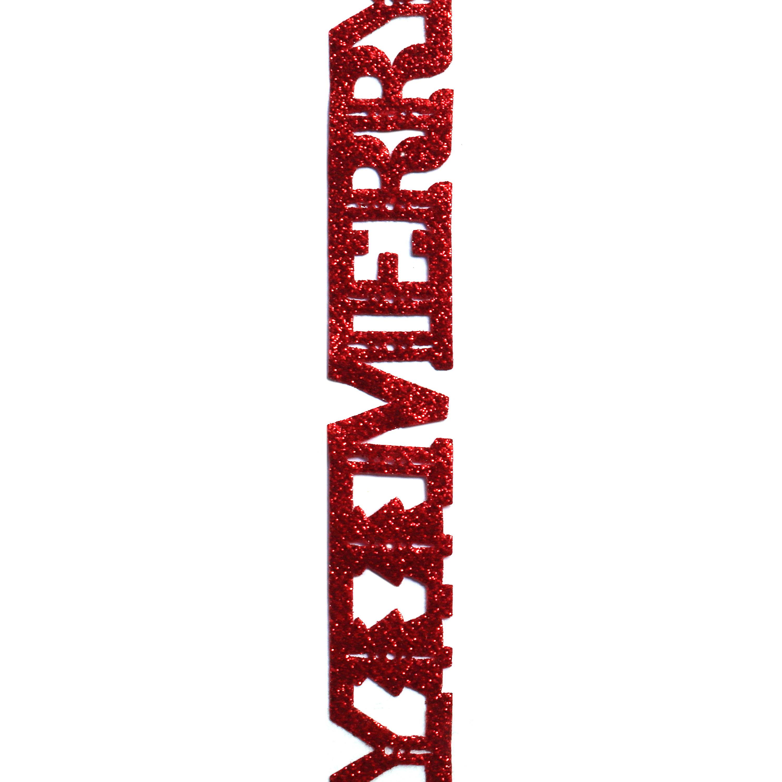 Red Die Cut Christmas Ribbon, 'Merry' Words, 7/8" x 12 Yards by Gwen Studios