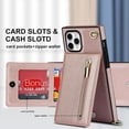 thumbnail image 5 of Crossbody Phone Case for iPhone 11 Pro Case with Card Holder for Women,iPhone 11 Pro Case Wallet with Strap Lanyard for Men,PU Leather Magnetic Clasp with Kickstand 5.8", Rosegold, 5 of 18