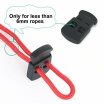 Unique Bargains 6pcs Spring Cord Lock Plastic Cord Stopper End Fastener Double Hole Toggle Stopper Slider Black