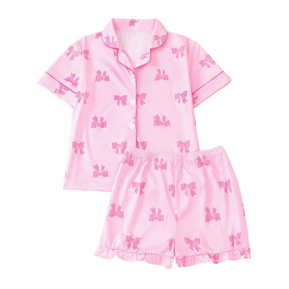 Lopecy-Sta 2 Piece Pajama Sets Unisex Lightweight Fall Pajamas Cute Pj Set Short Sleeve Button Shirt with Shorts Lounge Pjs