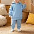 thumbnail image 2 of OJSFQUFP Thickened and Winter Sports Suit for Boys and Girls Casual Pullover Hoodie Long Pants Two Piece Set, 2 of 6