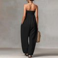 thumbnail image 5 of Vhkiploz A-Line Jumpsuit For Women's One Piece Strapless Bandeau Summer Sweatsuits Beach Vacation Travel Athletic Outfit Sets Boat Neck Sleeveless Solid Color Outwear Rompers With Pockets, 5 of 5