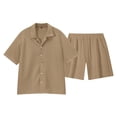 thumbnail image 3 of StSilkitty Mens 2 Piece Outfits Textured Short Sleeve Button down Shirts and Drawstring Shorts Sets Lightweight Soft Set, 3 of 6