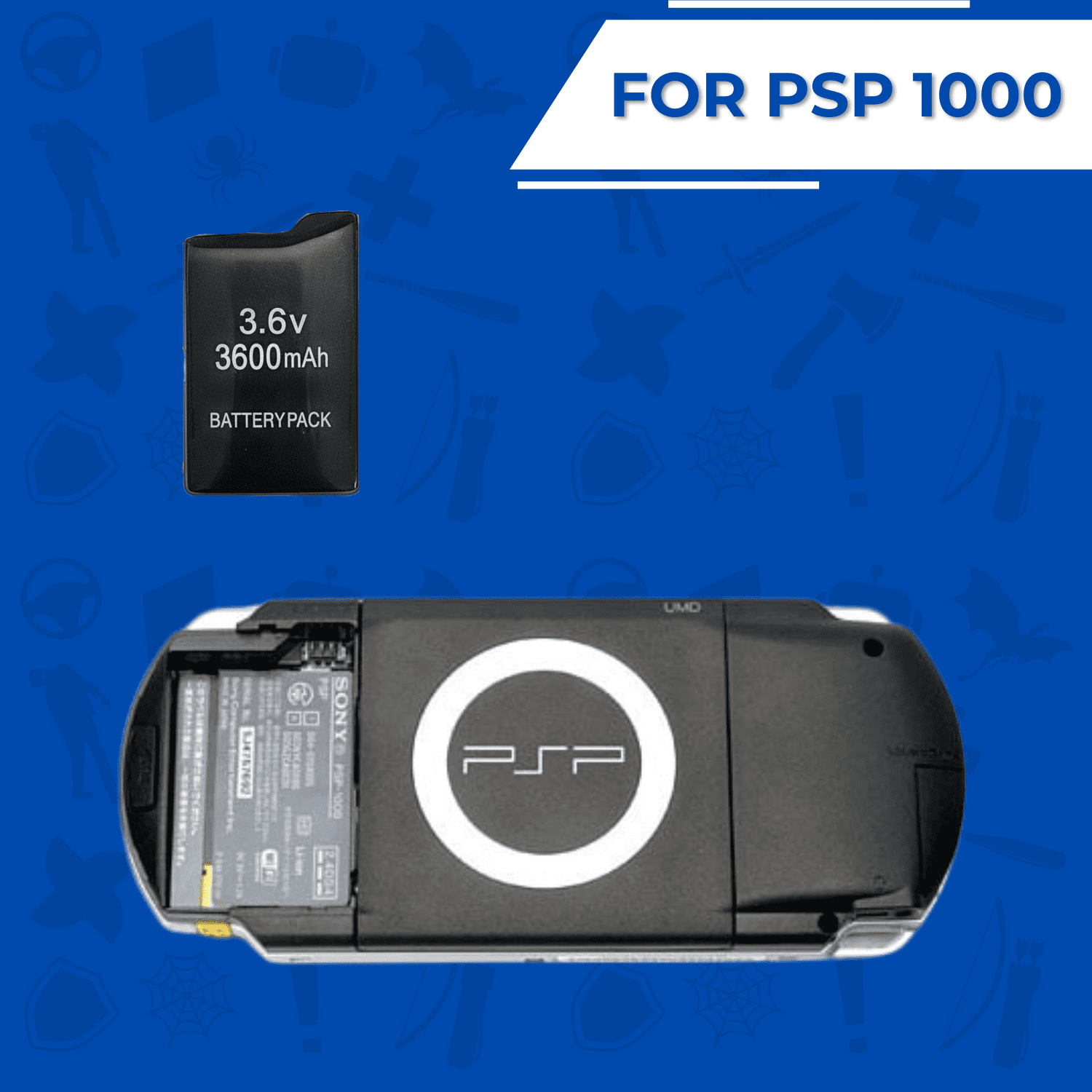 EXTENDED 3.6V 3600mAh Li-ion Rechargeable BATTERY PACK For SONY PSP 1000 (Fat)