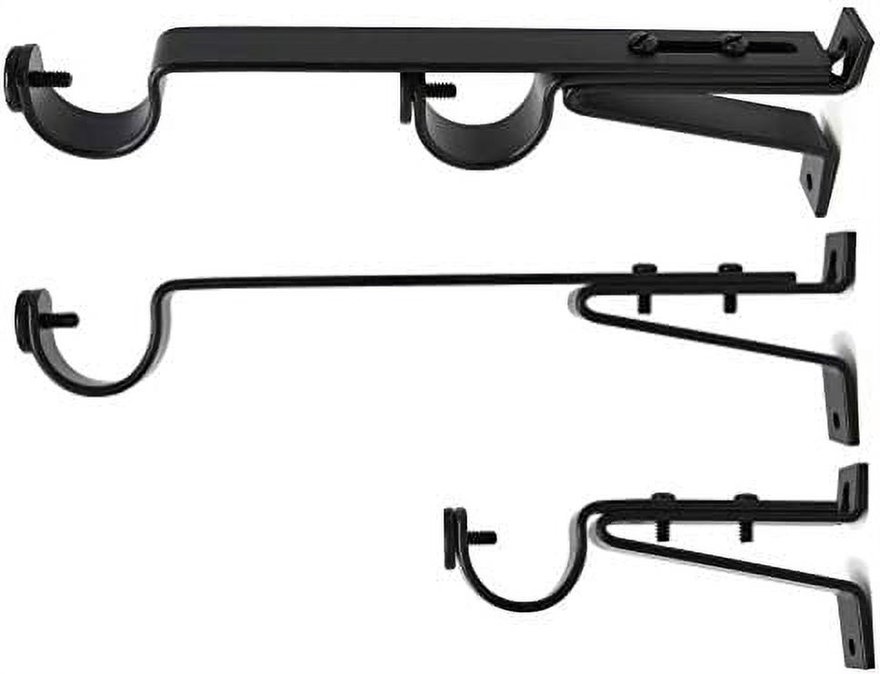 Long Double Drapery Curtain Window Rod Bracket Holder, Up To 1.25