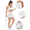 thumbnail image 3 of Tennis Skirts for Women Athletic Golf Skorts Workout Running Skirt Sports Activewear with Shorts Pocket White XL, 3 of 4