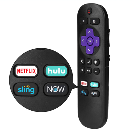 UrbanX Remote for TCL TV Model B09PZYVGTQ and All Roku TV for Hisense TCL Sharp ONN Hitachi Element Westinghouse LG Sanyo JVC Magnavox Built-in Roku TV w/ 4 Keys (Netflix  Sling  Now  Hulu)