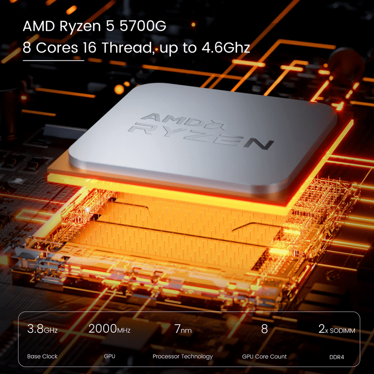 MINISFORUM Elitemini B550 Mini PC AMD Ryzen 7 5700G Windows Pro Mini Computer, 16G RAM+512G SSD,4K@60Hz 2xHDMI+DP Outputs, 2X SSD Slot, USB 3.2, Support Discrete Graphics Card - Walmart.com