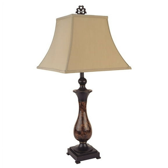 NEW Contemporary Painted Marble Base, Beige Fabric Shade, Socket Switch, 30" Table Lamp 31120