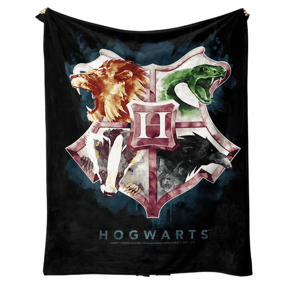 Manta de franela suave con estampado digital de Hogwarts, poliéster, 300 g