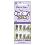 Salon Perfect Halloween Fall Artificial Fake Press On Nails, 387 Magnetic Holographic Gray, Short Coffin, File, Glue and Prep Pad Included, 30 Nails
