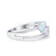 thumbnail image 2 of Simulated Cubic Zirconia Size-5 Heart Promise Ring Double Heart Created White Opal 925 Sterling Silver, 2 of 7