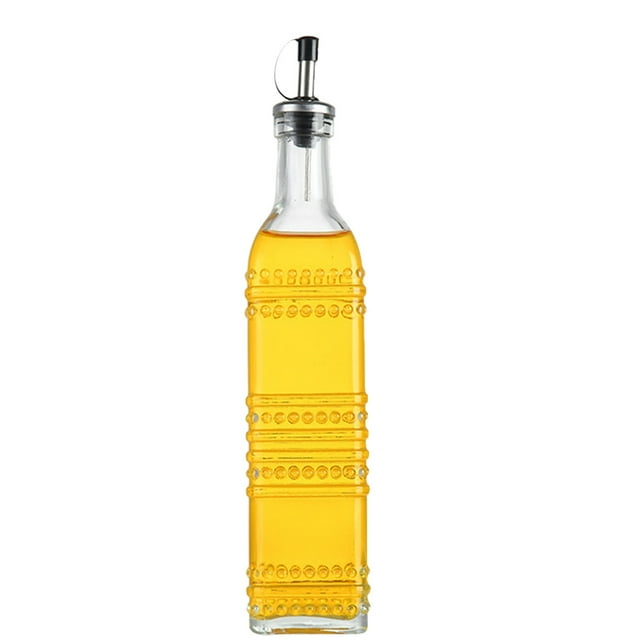 Botella dispensadora de aceite de oliva para cocina, juego de dispensador de aceite y vinagre de vidrio transparente de 17 oz, dispensador de jarabe de café