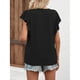 thumbnail image 5 of Camiseta de manga corta con cuello en V para mujer, blusa de manga corta con volantes y botones elegantes a la moda, 5 of 5