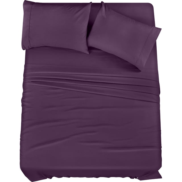 Juego de sábanas Utopia Bedding de microfibra totalmente cepillada, color morado