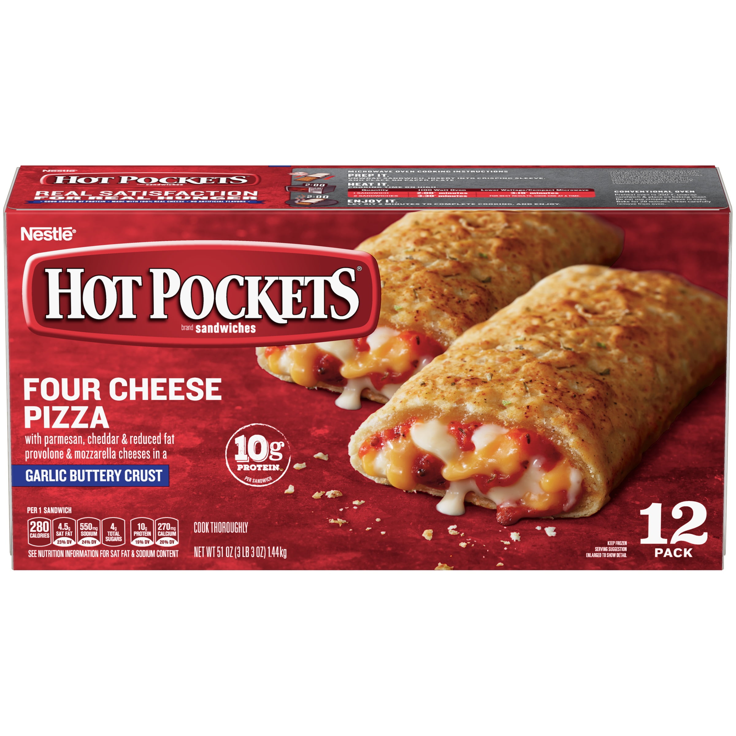 HOT POCKETS Four Cheese Pizza Frozen Sandwiches 12 ct. Box Frozen