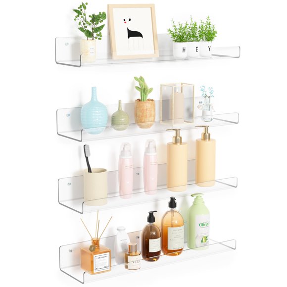 Floating Shelves upsimples, acrílico transparente, 15 x 10 cm, juego de 4
