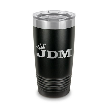 

JDM King Tumbler 20 oz - Laser Engraved w/ Clear Lid - Stainless Steel - Vacuum Insulated - Double Walled - Travel Mug - crown royalty - Black