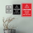 thumbnail image 4 of Signs ByLITA Portrait Round Caution: Access Door May Be Hot Door or Wall Sign Easy Installation | Health And Safety | Building And Danger Sign (Black) - Small, 4 of 9