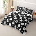thumbnail image 3 of Feelyou Cartoon Ghost Bed Spread Queen, Spooky Halloween Queen Coverlet Set, Black White, 3pcs, 1 Comforter and 2 Pillowcases, 3 of 7