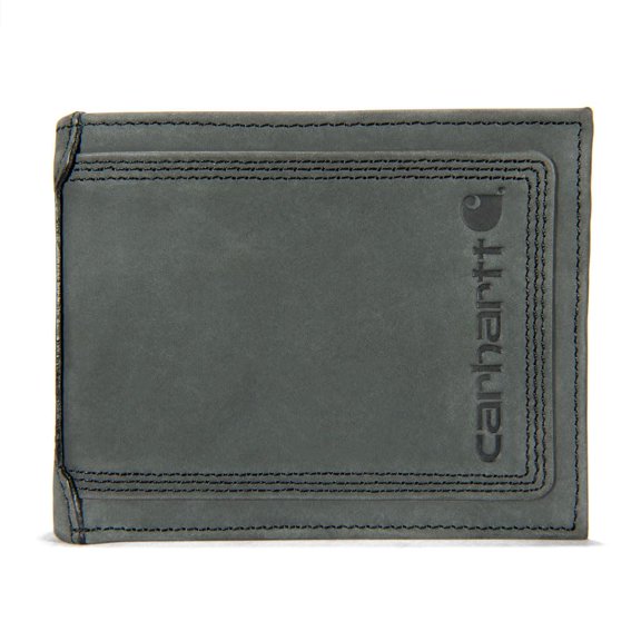 Billetera Carhartt Detroit Passcase para hombre, cuero negro