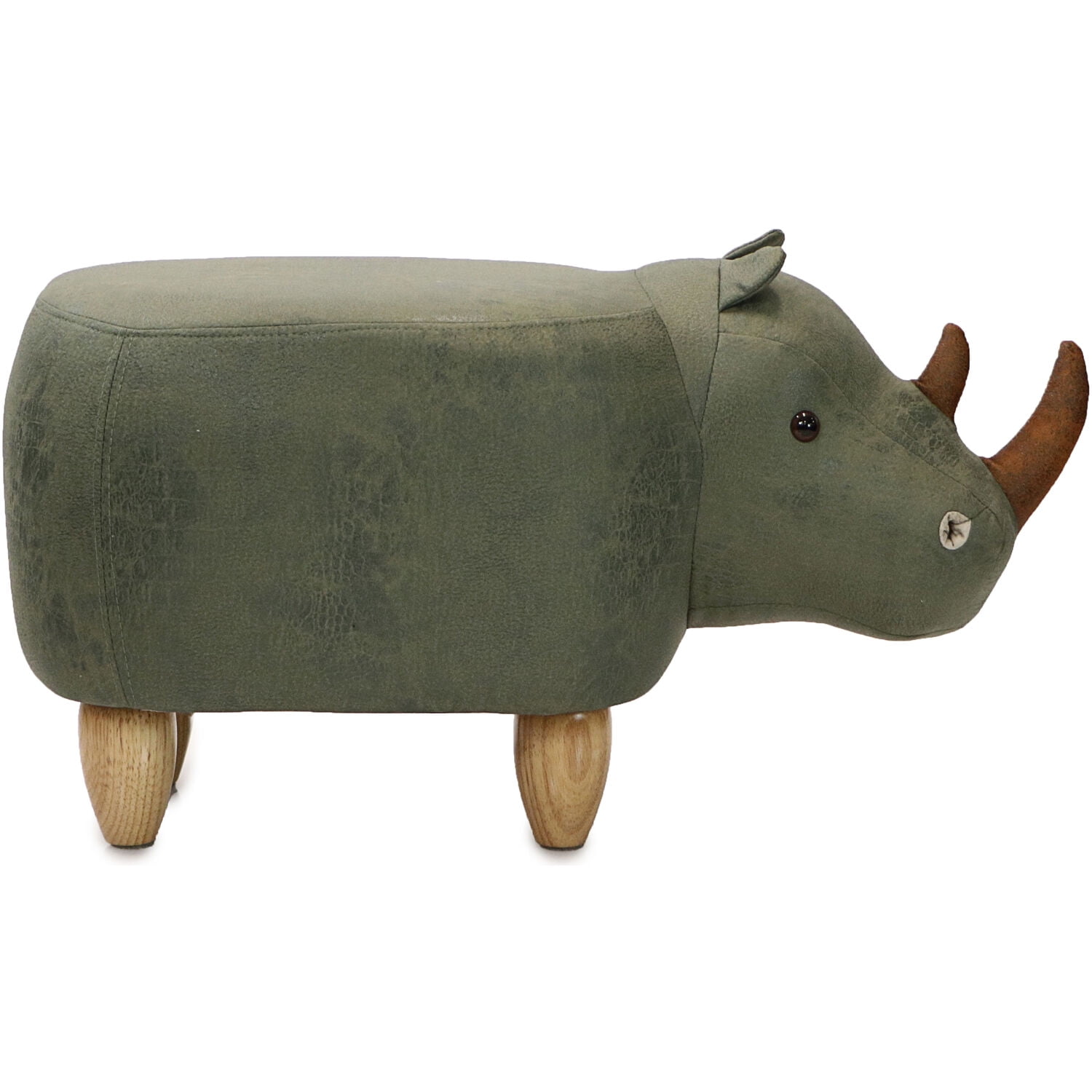 Critter Sitters 14-In. Seat Height Green Rhino Animal Shape Fabric Ottoman