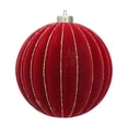 thumbnail image 5 of Luxcidy Wine Red 15cm Flocked Christmas Ball Ornament, Oversized 5.91 Inch Gold Thread Diamond Velvet Bauble with Hanging Loop, Lightweight Shatterproof Decor for Xmas Tree Wreath, 5 of 8