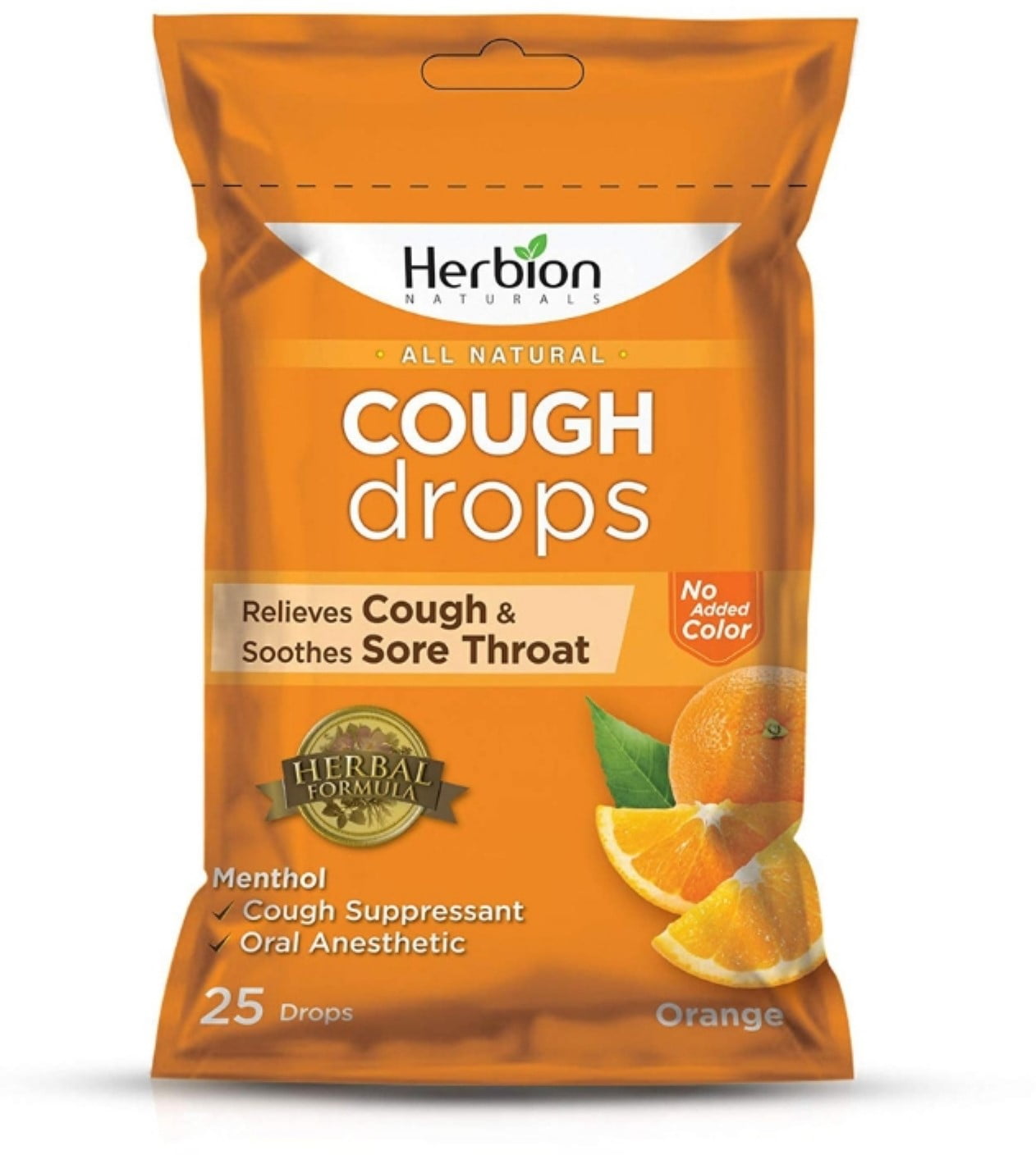 Herbion Naturals Cough Drops, Orange Flavor, 25 ea