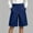 *Dark Blue, variant on Women's High Waisted Wrap Front Culottes, Button Wide Leg Cropped Pants with Pockets, Summer Casual Shorts For Work Navy,Women's Plus S