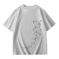 thumbnail image 5 of Coerni Girls Butterfly Graphic Tee Short Sleeve Summer T Shirts Kids Cotton Basic Tops Athletic Aesthetic Crerwneck Loose, 5 of 6