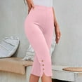thumbnail image 3 of REALiKUN Capri Pants for Women Casual Summer Dressy Pull On Stretch High Waisted Buttons Slit Bottom Crop Work Leggings, 3 of 8