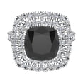 thumbnail image 4 of 14K White Gold Engagement Ring for Women Cushion Cut Black Diamond Double Halo Rings 3.00 carat, 4 of 5