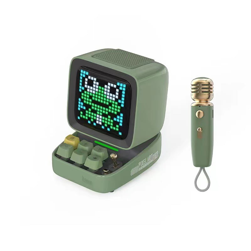 Retro Pixel Art Bluetooth Portable Speaker Alarm Clock DIY LED Display