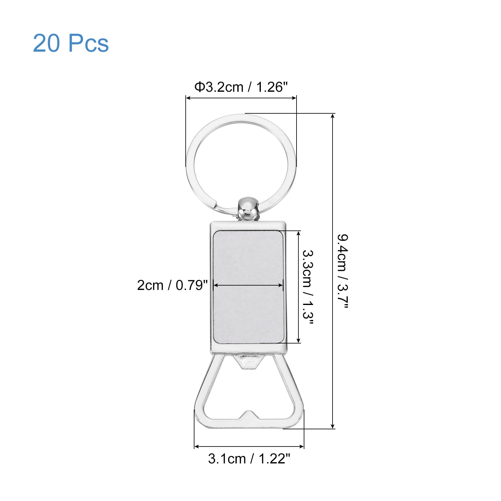 Uxcell 20Pack Sublimation Metal Bottle Opener Keychain, Blank Transfer Sublimation Key Rings (3.1x9.4cm)