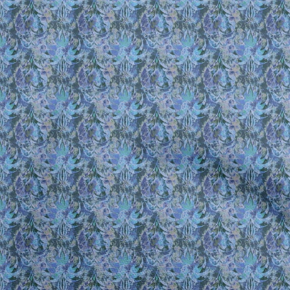 oneOone Cotton Poplin Medium Blue Fabric Abstracts Quilting Supplies Print Sewing Fabric By The Yard 56 Inch Wide