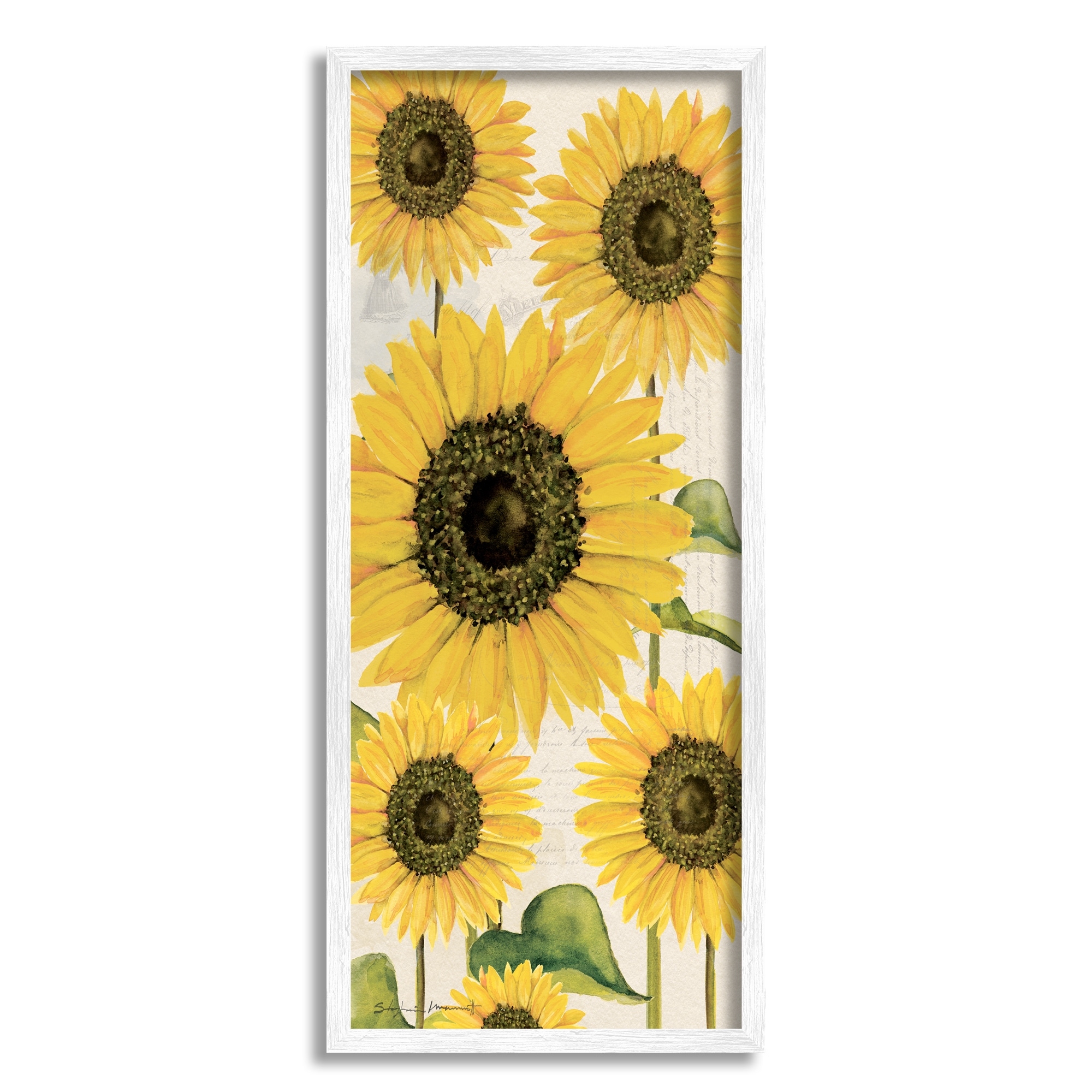 Stupell Industries Vintage Farmhouse Sunflower Bunch Vintage Script Text, 10 x 24, Design by Stephanie Workman Marrott