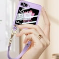 thumbnail image 4 of Samsung Galaxy Z Flip 6 Case with Strap Wrist Handbag Design Shockproof [Built in Screen Protector] Heavy Duty Ultra-Thin Protective Cover Samsung Z Flip 6 for Women Girl, Purple, 4 of 10