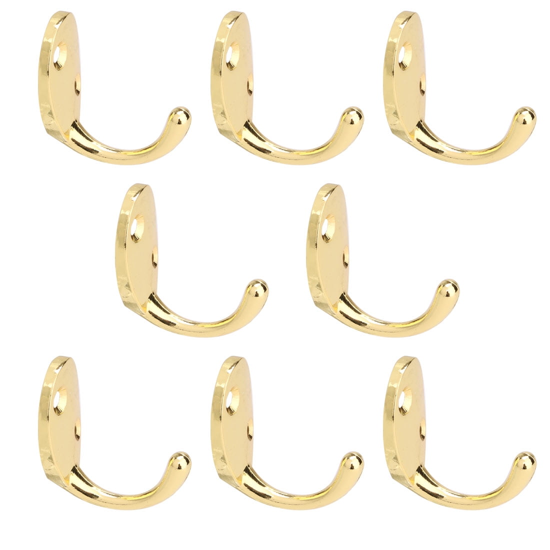 8pcs Wall Hooks Stainless Steel Hook Coat Bag Wall Hanger w Screws Gold