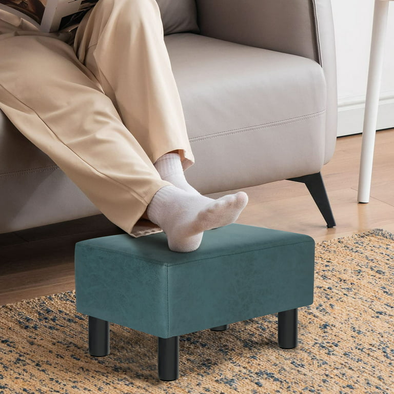 Homebeez Small Footstool Ottoman,Modern Rectangle Chair Foot Rest Foot Step  Stool,Blue 