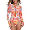 thumbnail image 6 of RELLECIGA Women's Rash Guard Long Sleeve Women Tummy Control Zipper One Piece Swimsuit Sexy Monokini Floral Bathing Suits Size S, 6 of 6
