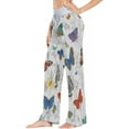 thumbnail image 2 of FREEAMG Women Pajama Pants Lounge Pants Long Stretch Comfy Sleepwear Butterflies and Wild Flowers, 2 of 7